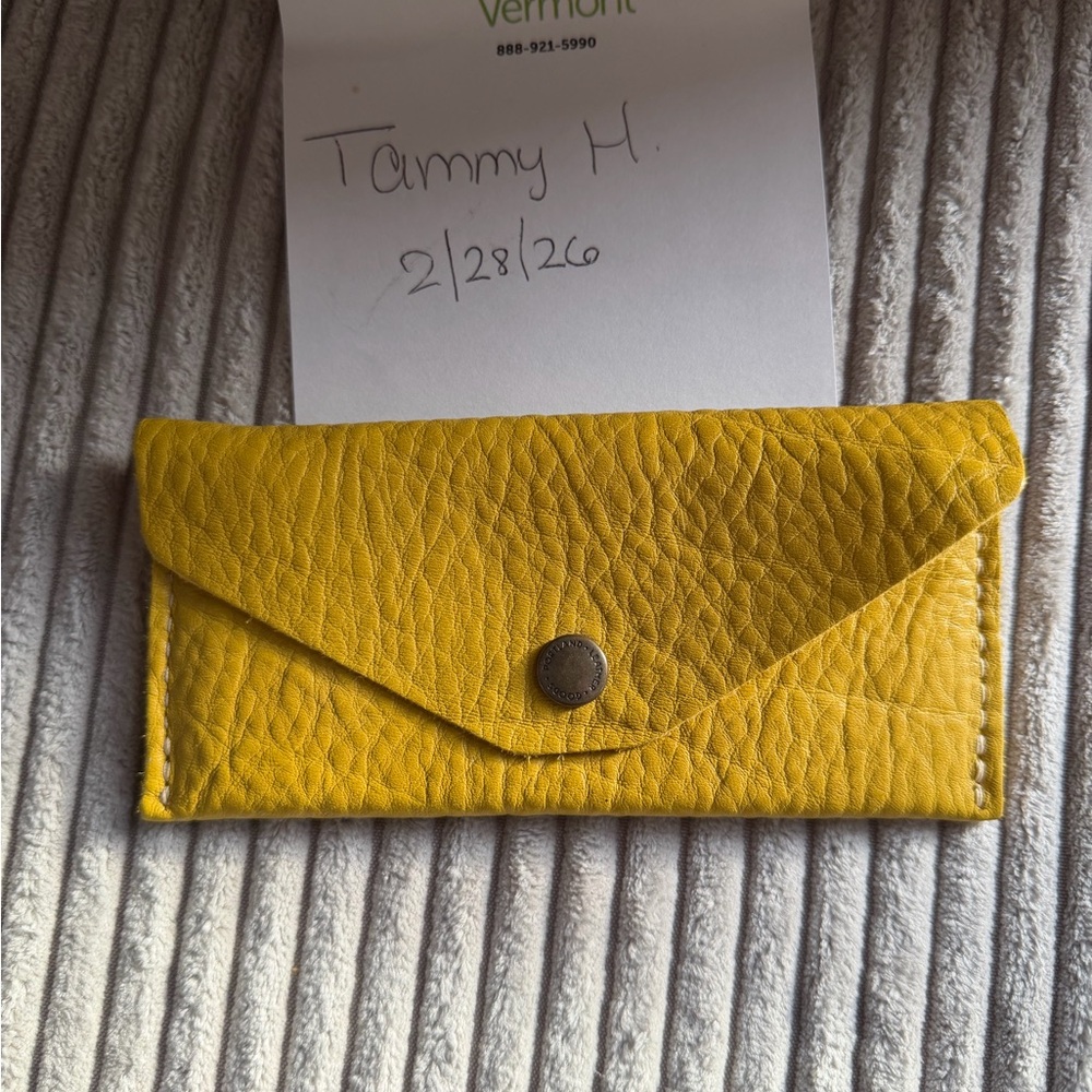Yellow Leather Envelope Wallet Clutch